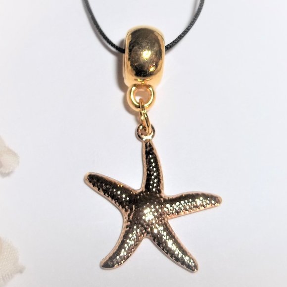 wvluckygirl Jewelry - Gold Starfish Necklace Beach Theme Charm Pendant Medallion Cord Necklace A590